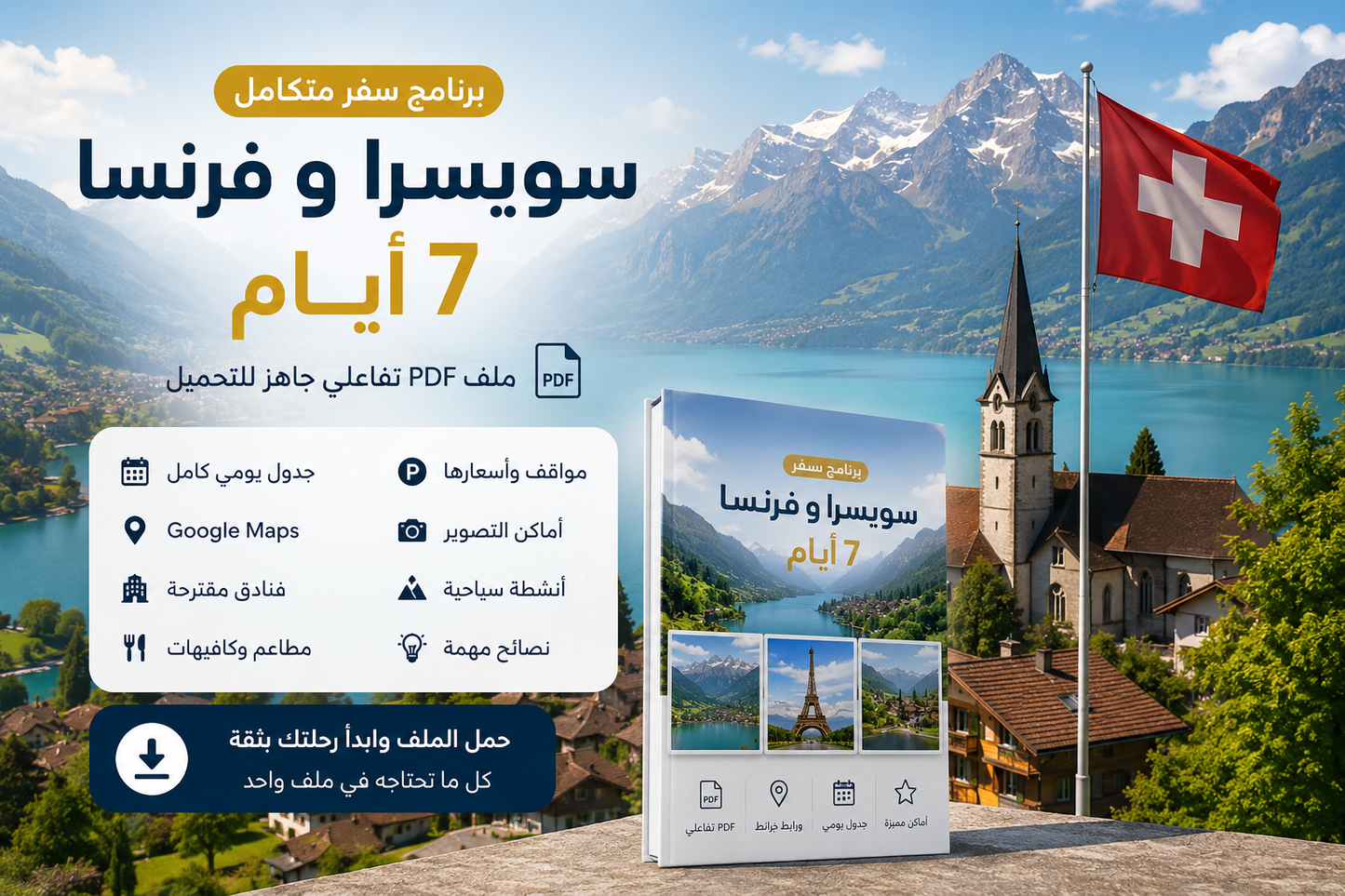 🇨🇭 سويسرا وفرنسا 7 أيام | ملف PDF تفاعلي