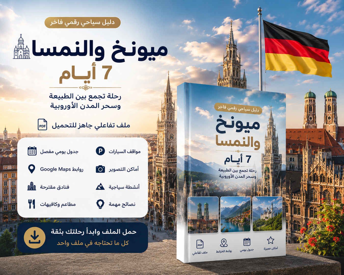 🇩🇪🇦🇹 ميونخ والنمسا – 7 أيام | دليل سياحي رقمي شامل