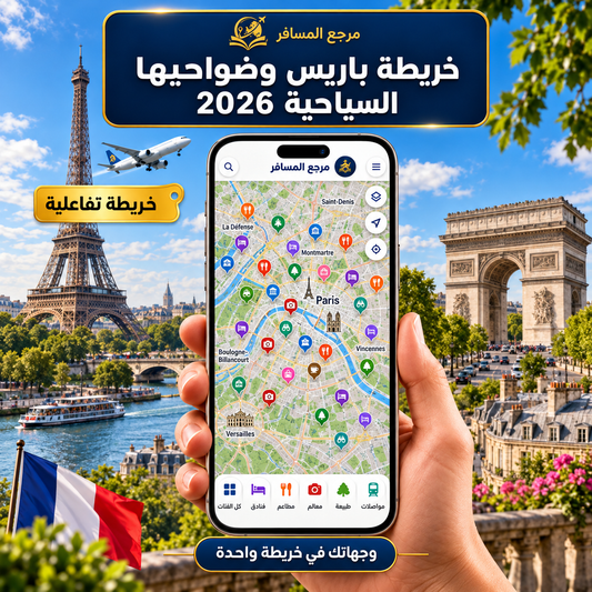 خريطة باريس وضواحيها السياحية 2026 | التفاعليه