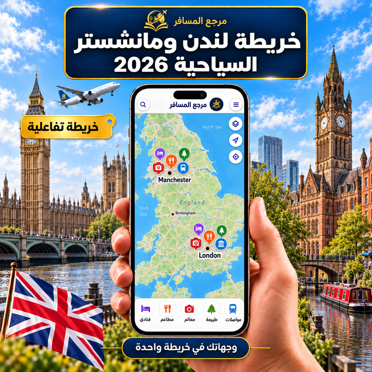 خريطة لندن ومانشستر السياحية 2026 | التفاعلية